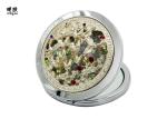 Small Folding Portable Makeup Mirror , 3D Embossed Metal Compact Mirror