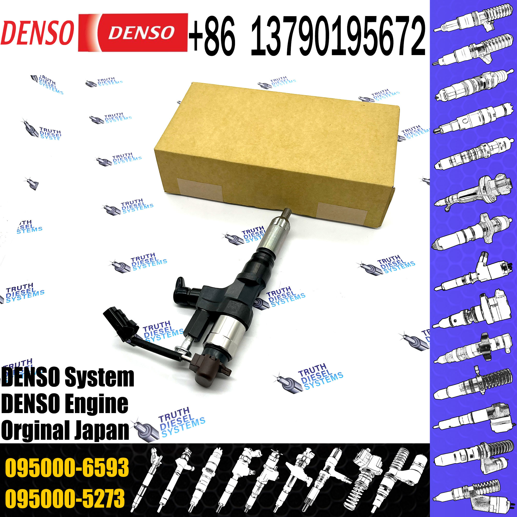 Diesel Fuel Inyector Common Rail Injector 0950006593 23670-E0010 23670E0010 095000-6593 for Hino J08E-TM engine