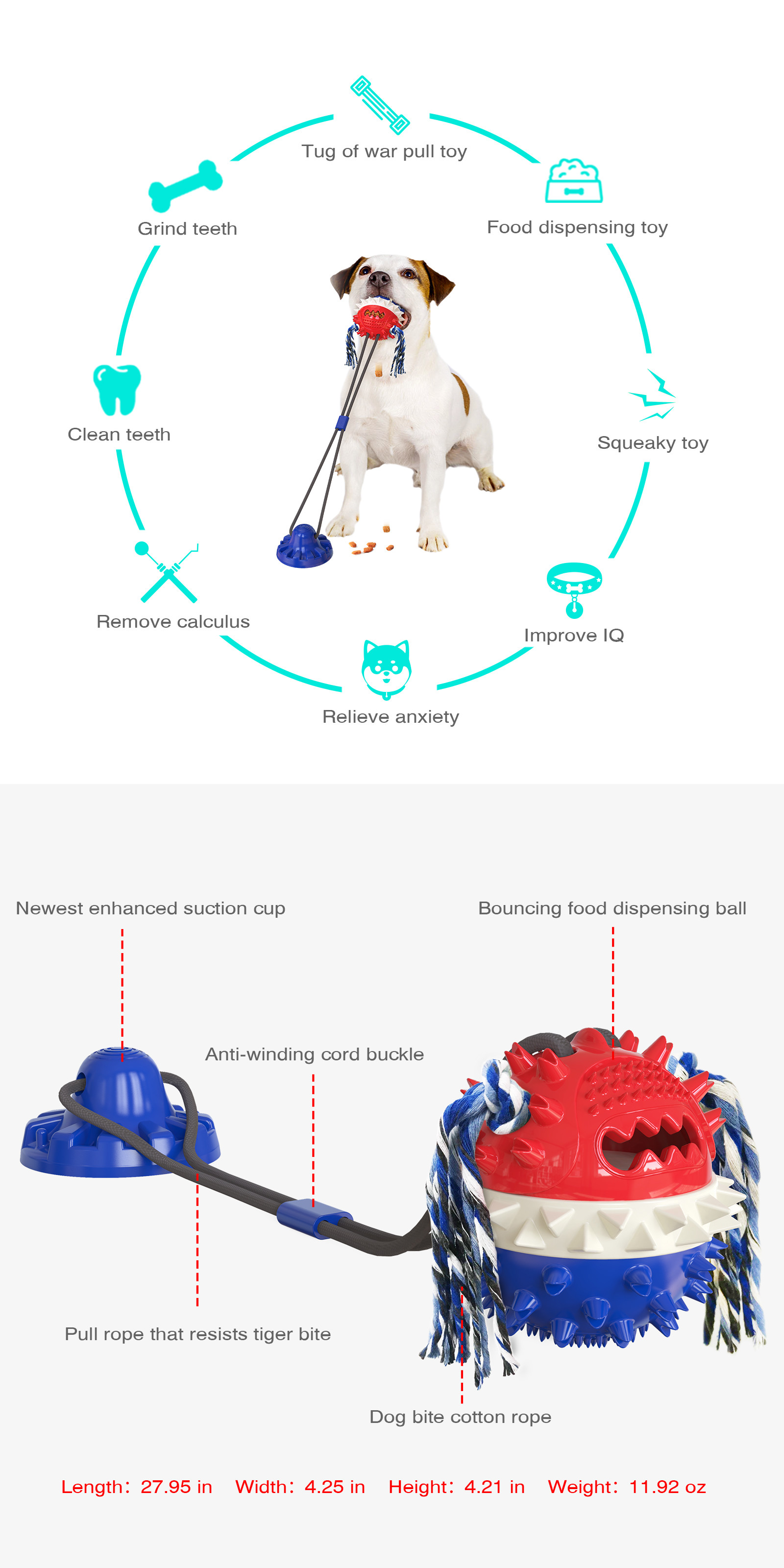 Rubber Interactive Pet Toys IQ Training Dog Slow Feeder Ball
