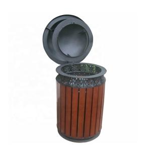 Wholesale Public Hardwood Wooden Waste Bin With Galvanized Steel Liner from china suppliers