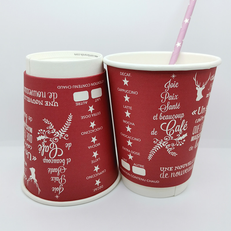Recyclable Double Wall Paper Cup 16 Ounce Printed PLA Coating