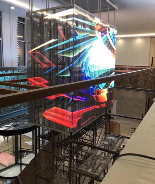 Indoor LED Advertising Display for Shopping Mall , Transparent LED Screen Slim