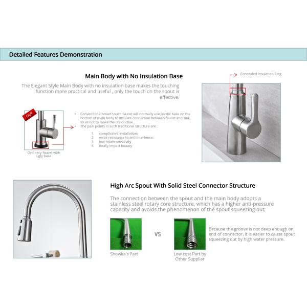 Water Saving Touch Sensor Kitchen Faucet ODM With 35mm Ceramic Cartridge