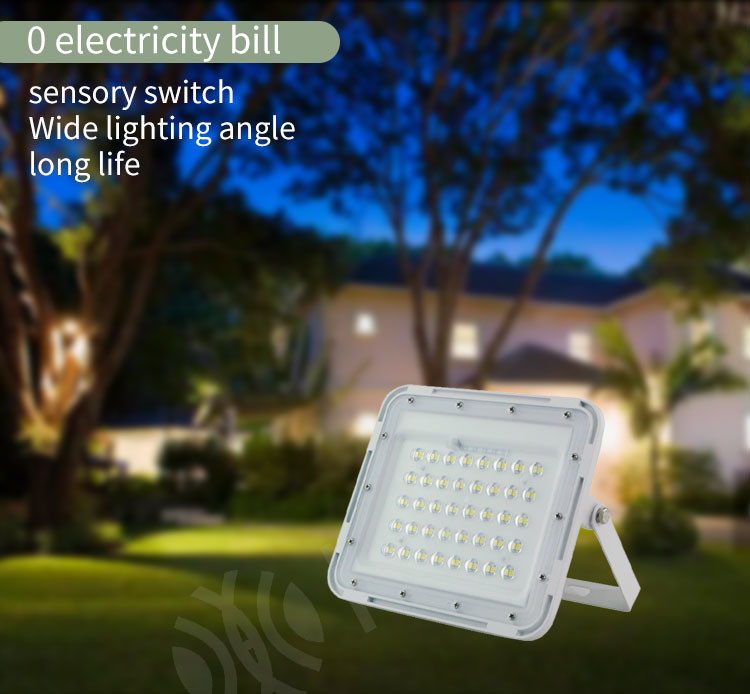 IP65 Waterproof LED Solar Powered Floodlight White Outdoor Security Lights For Home