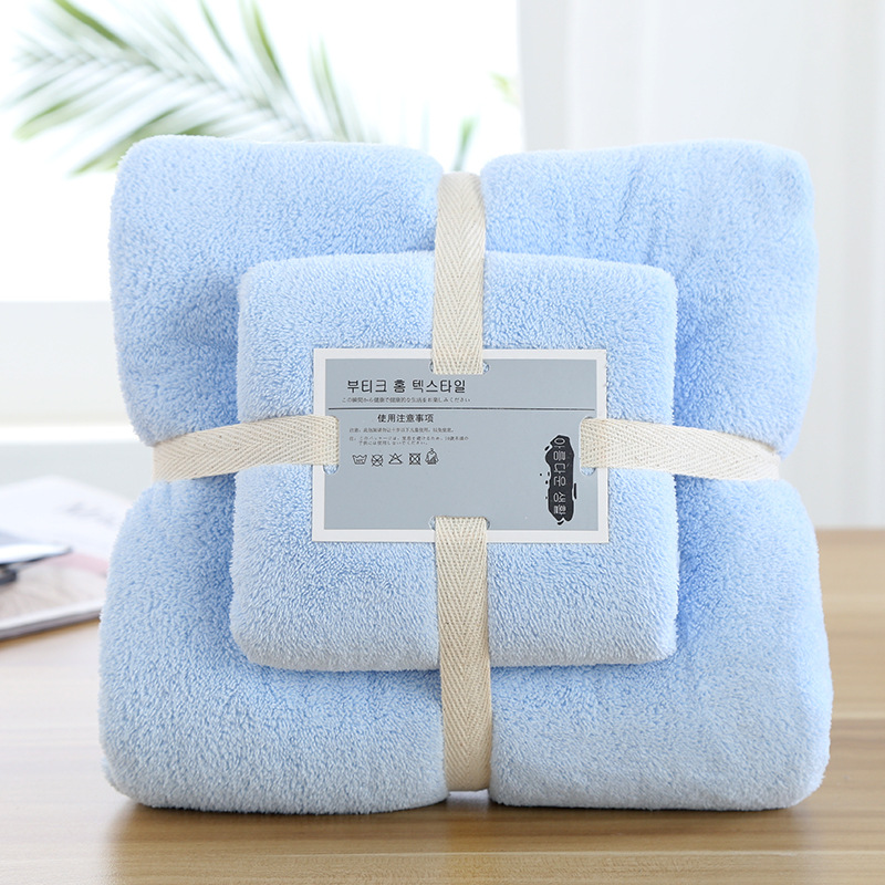 Custom Green Microfiber Towel Set High Density 2-Piece Coral Velvet 70*140cm 35*75cm