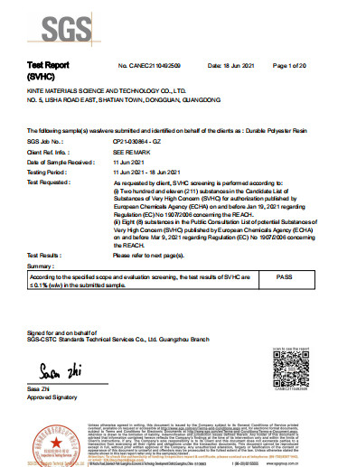 Kinte Materials Science and Technology Co.,Ltd Certifications