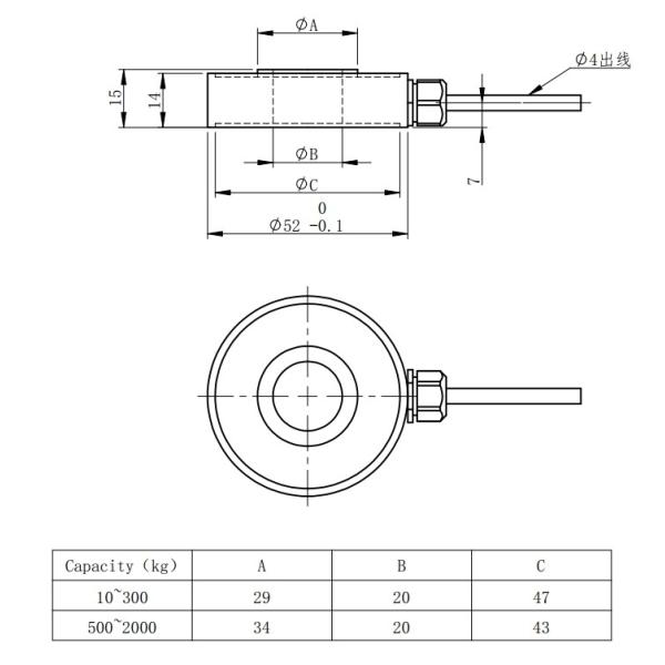 10kg To 2t Ring Miniature Force Sensor Stainless Steel Ring Miniature Load Cell
