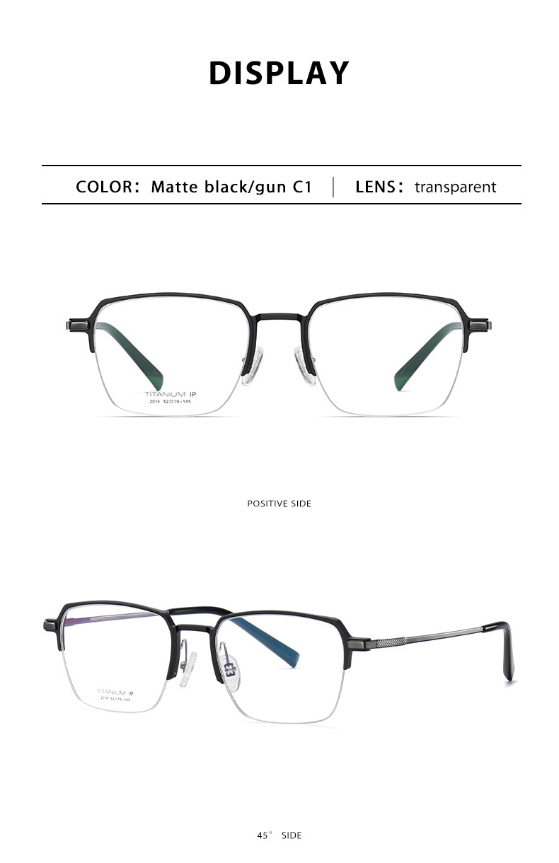 Men Titanium Frame Glasses , OEM Transparent Half Frame Glasses