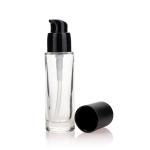 Clear Matte Round Pump Bottle 30ml Glass Bottle With Cap For Liquid Foundation