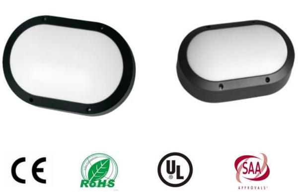 Aluminium Oval Shape Black Housing Outside Bulkhead Lights 280mm Impact