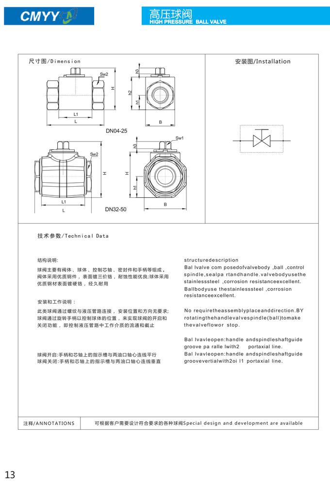 Steel Manifold Mounted Hydraulic Ball Valve Cut Off Low Maintenance