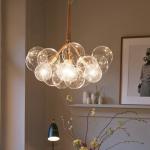 Glass Bulb Chandelier Brass 4000K Modern Pendant Light