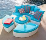 PE rattan sunbed round lounger waterproof beach chair garden sets furniture for