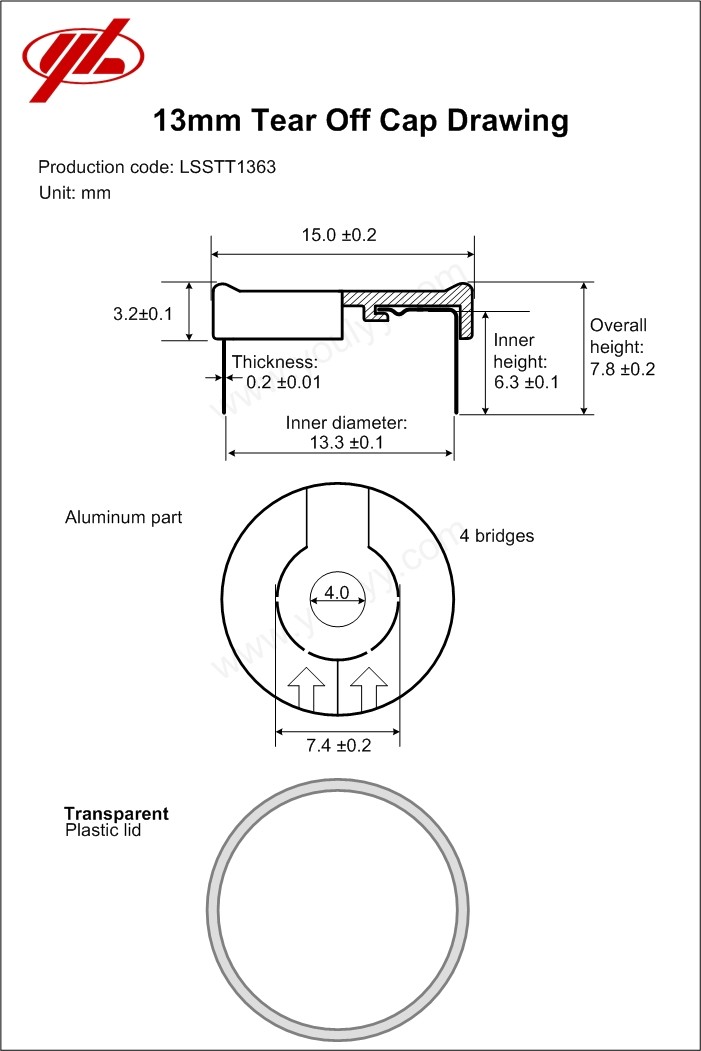 13mm Multi Color Aluminum Plastic Caps , GMP Standard Tear Off Seal