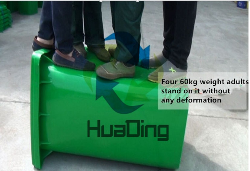 Big Rubbish Mobile Garbage Rubbish Bin Trash Can Good Quality 120L Plastic Outdoor Rolling Cover Type Standing Rectangular