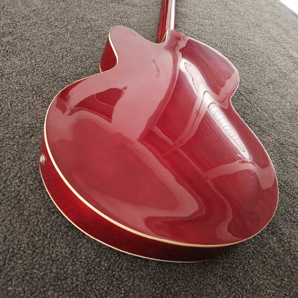 6 strings Guitar in Orange Color,Red Back and Side,Side Pickup,Hollow Body