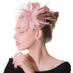 Pink Party Decoration Sinamay And Feather Fascinator With Wire Accessory 10x20