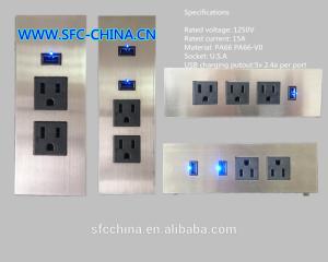 Wholesale USB Charging 5v 2.4a per port Desktop Socket / Tabletop Socket /stainless steel of face from china suppliers