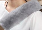 Gray Soft Wool Car Sheepskin Seat Belt Cover Warm For Comfortable Driving