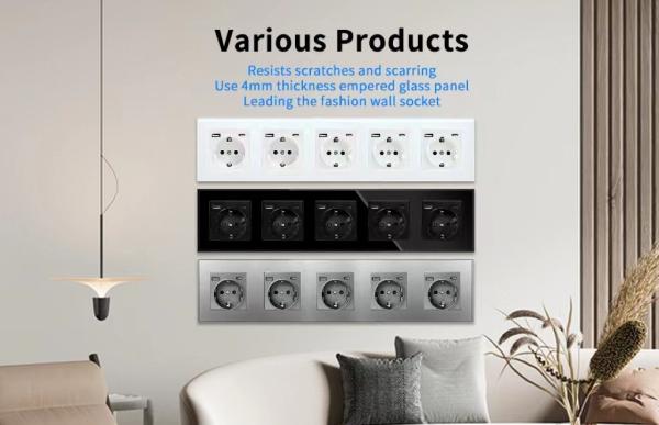 USB Type C Electrical Wall Socket 110Vac - 240Vac Round Box Electrical Power