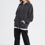 High Neck Zip Up Hoodie Sweatshirt 3d Puff Print Streetwear Men'S Pullover