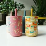 Silicone Drinking Cup With Straw For Baby Training BPA Free Food Grade Silicone