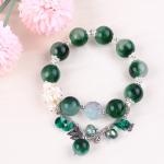 Handmade Gemstone Beaded Bracelet Green Chalcedony Stone Bracelet Adjustable