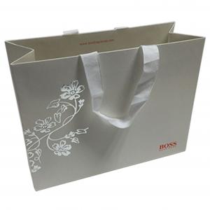 Wholesale CMYK Recycled Paper Gift Bags With Flat Cotton Handle Biodegradable from china suppliers
