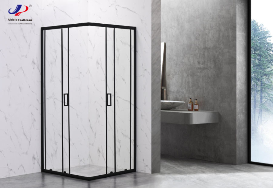 4/5mm Tempered Glass Square Shower Enclosure With Black Alum Frame