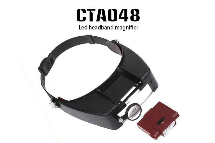 Headband Magnifier Lamp Magnifying Glasses Loupe 10 With 2 LED Light Visor