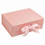 Middle Pink Folding Gift Box Book Shaped Paper Rigid Packaging Box Matt