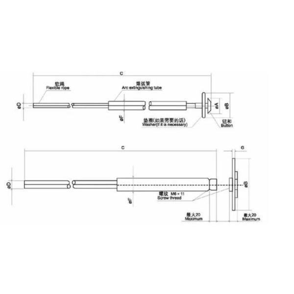 Removable 11kv 15kv 27kv 33kv 1A - 200A Type K Fuse Link for High Voltage Drop out Fuse Cutout