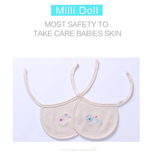 Millidoll Original colour cotton Antibacterial babies safety soft bibs