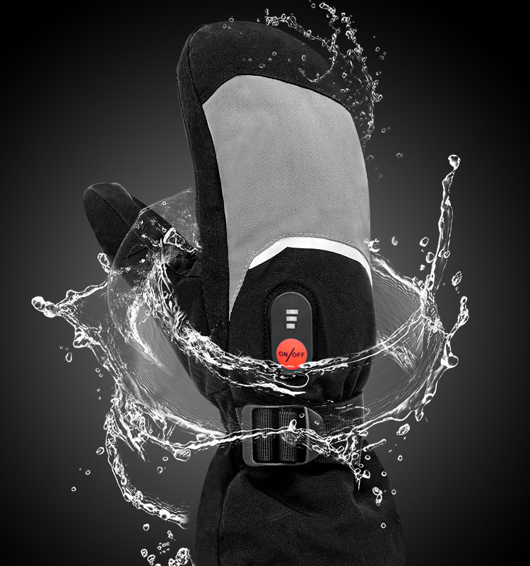 Winter Warming Skiing Rechargeable Heated Gloves Mittens Black Adult Waterproof Anti Slip