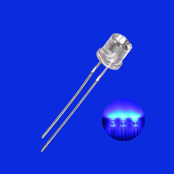 3mm LED 460nm - 470nm Blue Color 200mcd - 400mcd Clear Lens Flat Head With