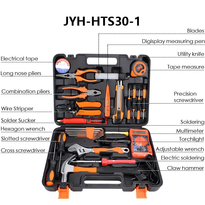 JYH-HTS19-1 Construction Installation set Power tool set Home maintenance electrician woodworking set hand drill tool