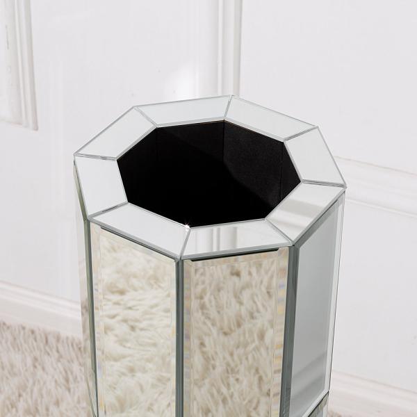 Tall Mirrored Furniture Cylinder Crystal Crushed Diamond Floor Vase