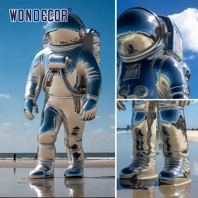 Modern Outdoor Metal Large Stainless Steel Sculpture Astronaut