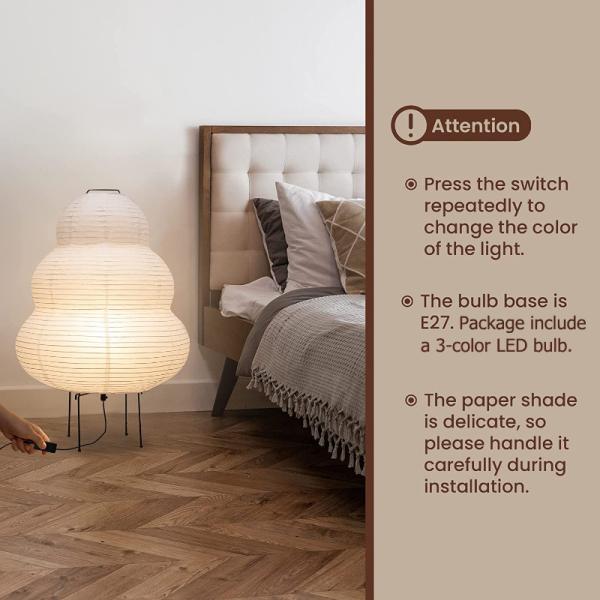 Noguchi Rice Paper Table lights Japanese Paper Lantern Standing Table Lamp Eye-Protection Bedside Lamp(WH-MTB-251)
