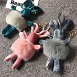 Soft Feeling Kawaii Plush Keychain Pink / Grey Color Mini Size 20G