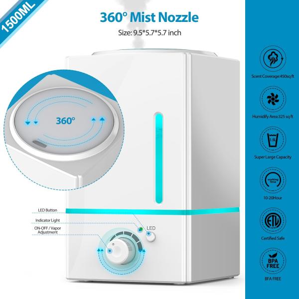 Home Use 1500ml Plastic Cool Mist Aroma Diffuser