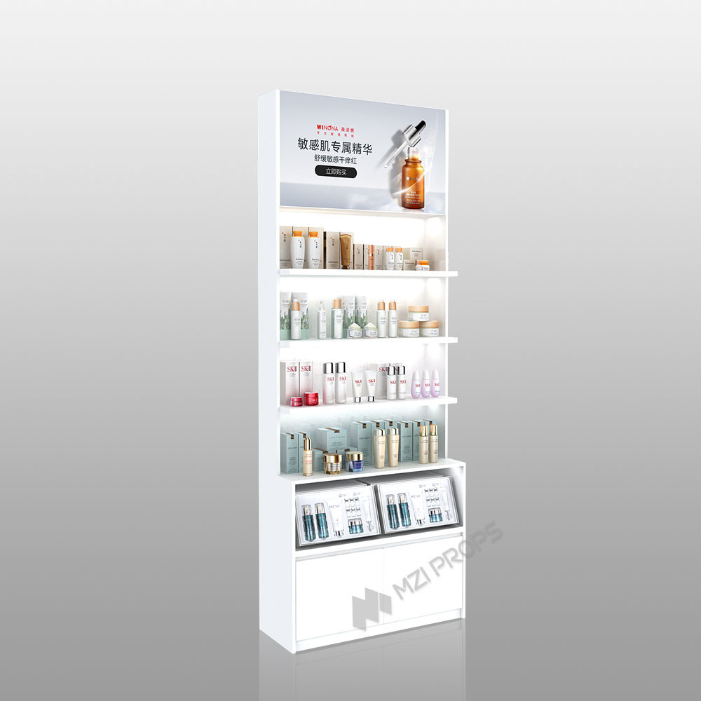 ZhMS-V4 Backlit Organic Sign Skincare Display Cabinet with LED Strip Lights