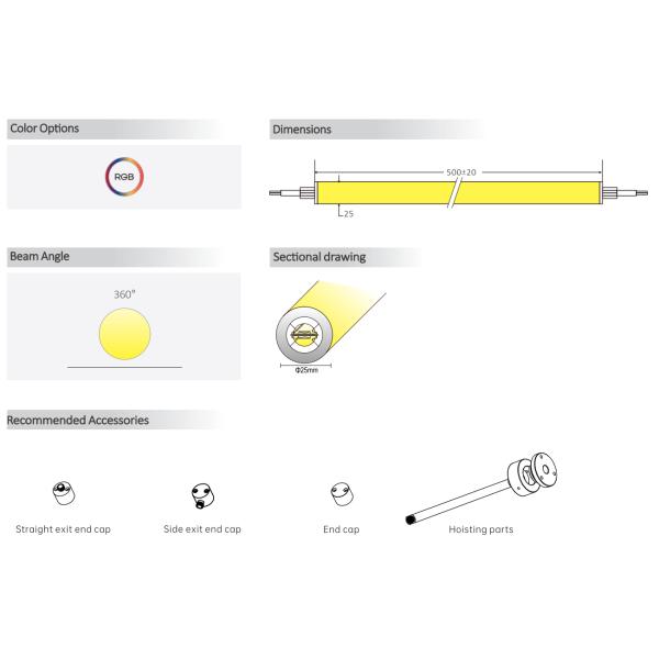 D25mm 360° Black Neon Light Strip 2835 24V RGB Neon Light Strip