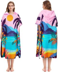 Wholesale Custom Woman Man Windproof Poncho Microfiber Quick Dry Adult Bath Robe Hooded Surf Poncho Towels from china suppliers