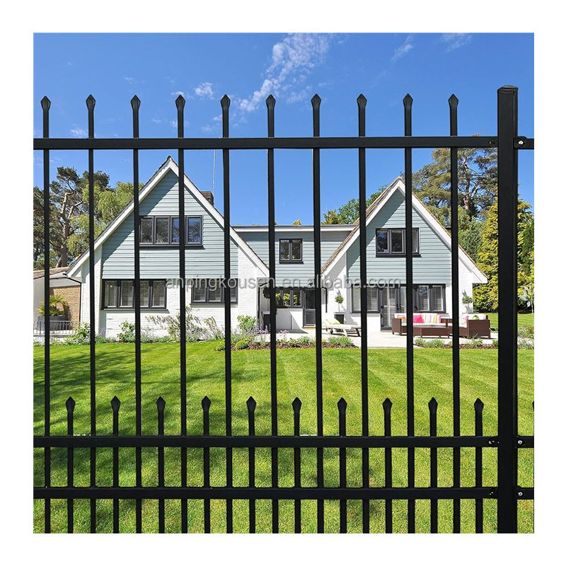 Galvanized Wrought Iron Ornaments Fencing with Powder Coated Security Fence Designs