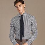 Autumn Light Luxury Men's Gray Business Casual Formal Cotton Shirt Long-Sleeved