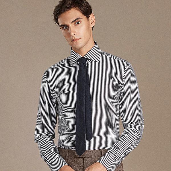 Autumn Light Luxury Men's Gray Business Casual Formal Cotton Shirt Long-Sleeved