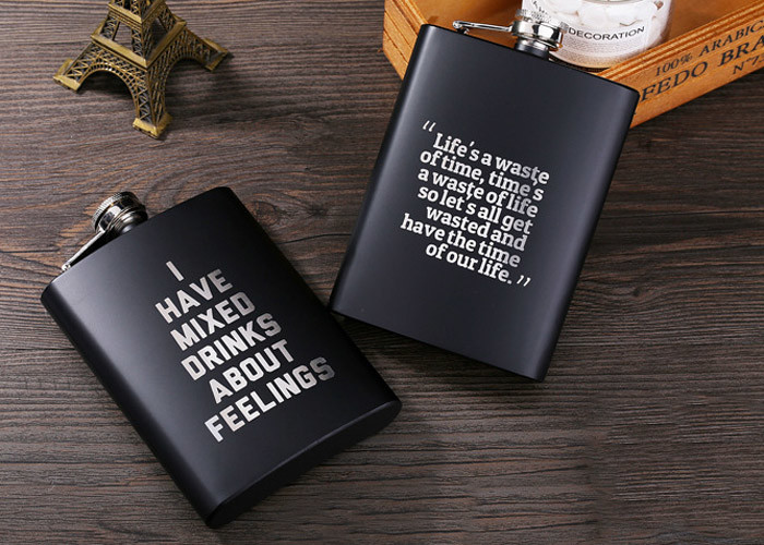 Matte Black Kitchen Household Items 8oz Stainless Steel Hip Flask