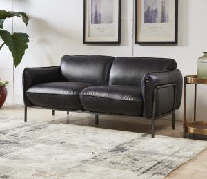 Wholesale Antique Slate Color Black Leather Two Seater Sofa Bed With Steel Frame Old Finishing from china suppliers