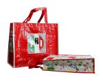 OEM Waterproof PRI Red Woven PP Shopping Bags With White Binding Edge
